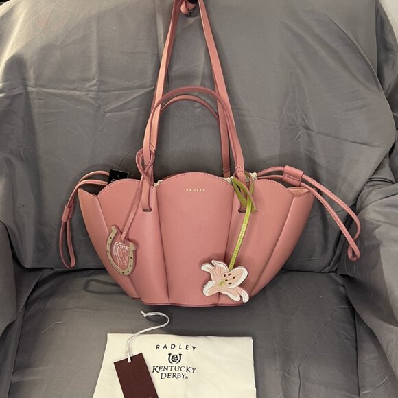 RADLEY LONDON Handbags - RADLEY LONDON, Special Edition, Lily Leather Bag, Sienna Pink, w/Bag Charms NWT